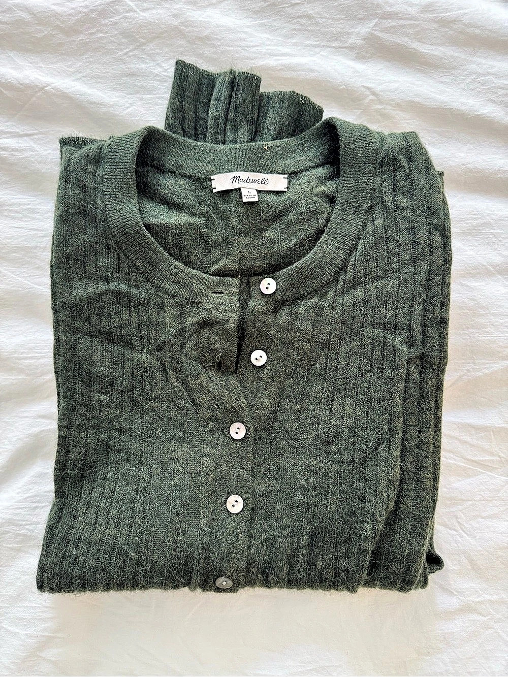 Madewell Knit Button-Front Green Sweater